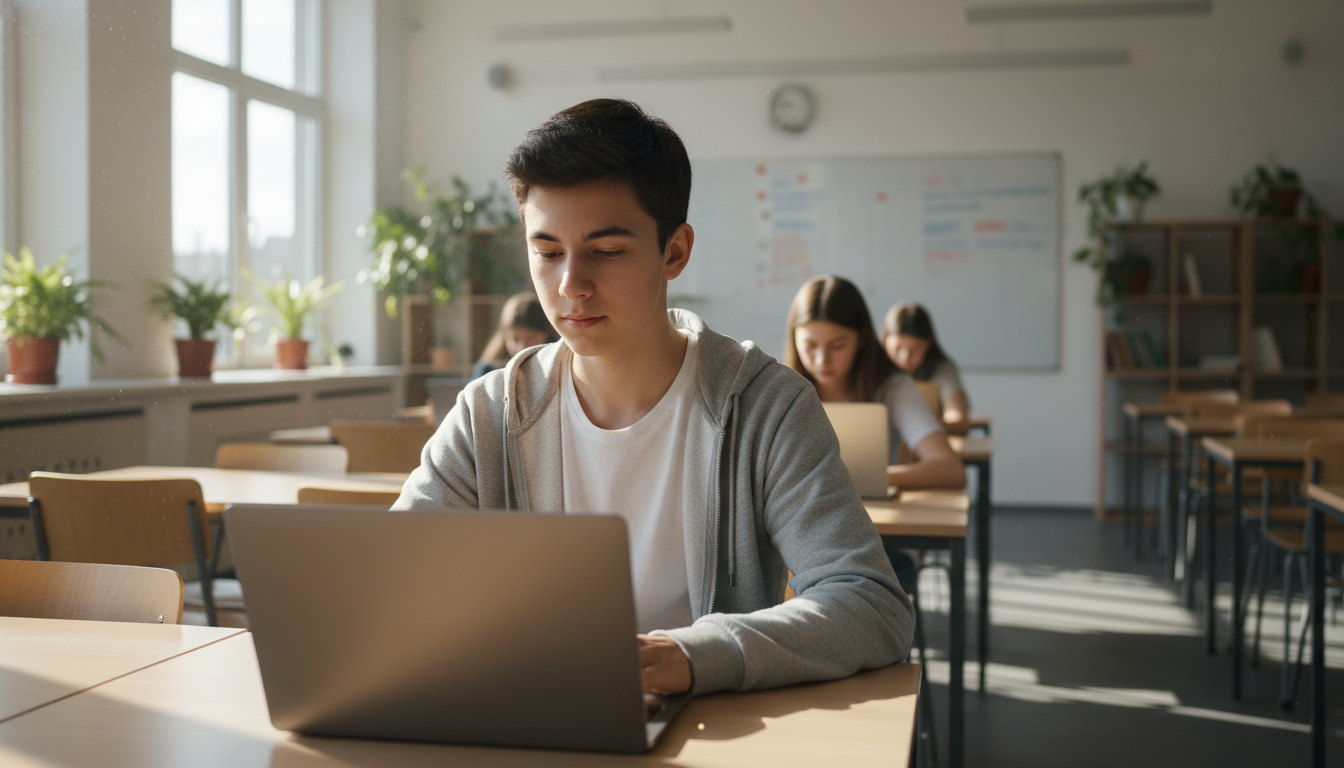 Studente che applica un metodo di studio efficace in un'aula del Centro Studi Aeffe